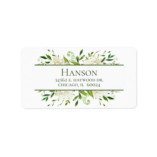 90th Birthday White Hydrangeas Return Address Label (Front)