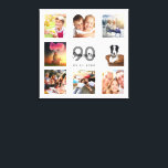 90th birthday white photo collage name canvas print<br><div class="desc">A unique 90th birthday gift or keepsake, celebrating her life with a collage of 8 of your photos. Add images of her family, friends, pets, hobbies or dream travel destination. Personalize and add a name, age 90 and a date. Grey and black coloured letters. A chic white background. This canvas...</div>