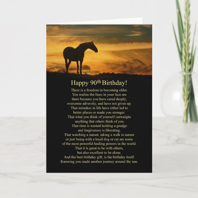 90th Birthday Wise Words Kind and Nice Horse Card (Front)