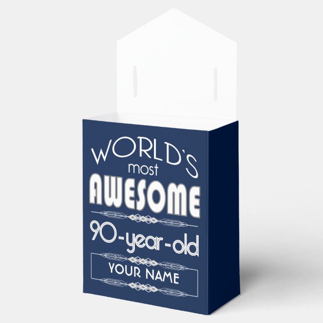 90th Birthday Worlds Best Fabulous Dark Blue Favor Box (Opened)