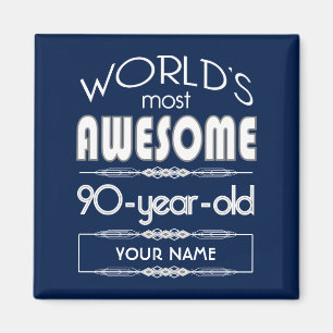 90th Birthday Worlds Best Fabulous Dark Blue Magnet