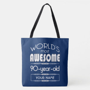 90th Birthday Worlds Best Fabulous Dark Blue Tote Bag
