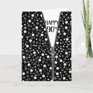 90th Birthday Zipper On Flowers Card