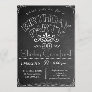 90th Chalkboard Birthday Celebration Invitation