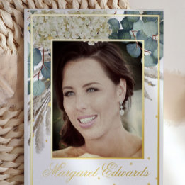 90th Floral Blue Elegant Photo Birthday