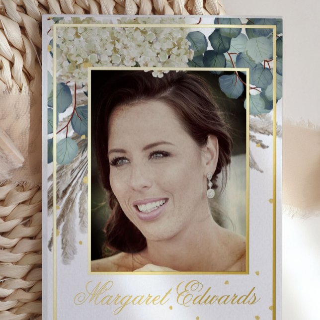 90th Floral Blue Elegant Photo Birthday (Creator Uploaded)