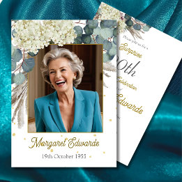 90th Floral Elegant Modern Photo Birthday Invitation