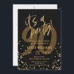 90th Fun Black and Gold Birthday Party Invitation<br><div class="desc">Fun Black and Gold 90th Birthday Party Invitation</div>