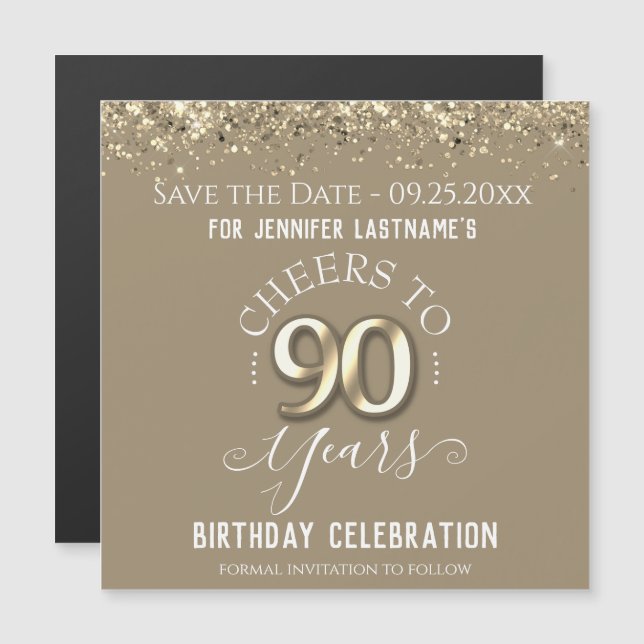 90th Gold Birthday Save the Date  Magnet (Front/Back)