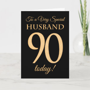 90th Gold-effect on Black for Husband Birthday Card