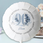 90th Happy Birthday Coastal Blue Floral Number 90 Balloon<br><div class="desc">90th birthday balloon with fully editable wording to personalize as you wish. Design features number 90 decorated with rose buds, flower blooms and foliage in shades of coastal blue and sand. Subtle feminine and elegant design with watercolor floral arrangements, paint splatters and brush strokes. Perfect for 90th birthday celebration with...</div>