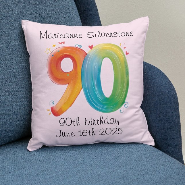 90th keepsake birthday gift 90 year old ninetieth throw pillow (Creator Uploaded)