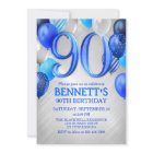 90th Mens Blue Anniversaire Invitation