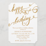 90th, Ninetieth Birthday Party Celebration Invitation<br><div class="desc">NOTE: THIS IS A FLAT PRINTED INVITATION there is no actual glitter or golden metallic inks used in making it. COLOR PALETTE: white and Gold glitter look DESIGN COLLECTION: 90th birthday party, ninetieth year celebration invite. This ticket style invite begins with Audrey Jeanne's hand lettered calligraphy which is scanned and...</div>