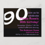 90th Ninetieth Ninety Birthday Party Postcard Invi<br><div class="desc">Celebrate birthday number ninety,  90,   with shades of purple,  pink,  black and white on our fabulous postcard invitation. It's ready for your to personalize.</div>