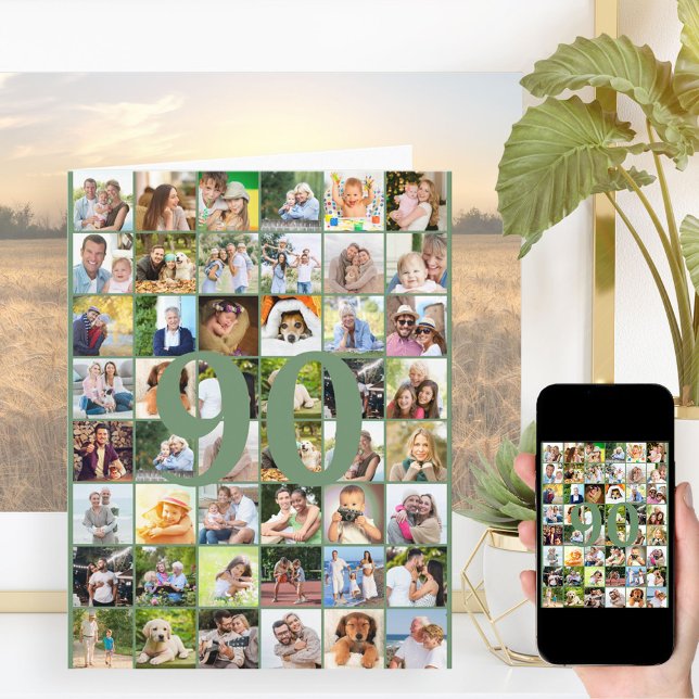 90th or Any Age Photo Collage Big Birthday Card (Creator Uploaded)