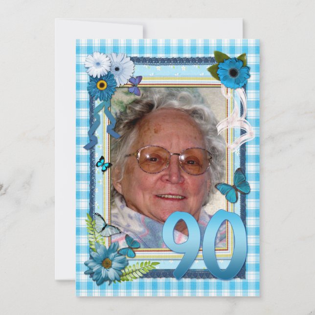 90th Photo birthday party invitation (Front)