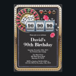 90th Poker Playing Card Casino Birthday Invitation<br><div class="desc">Poker Playing Card Casino Gold birthday invitation. Casino theme gold glitter invite,  18th 20th 21st 30th 40th 50th 60th 70th 80th 90th 100th,  Any age. For further customization,  please click the "Customize it" button and use our design tool to modify this template.</div>
