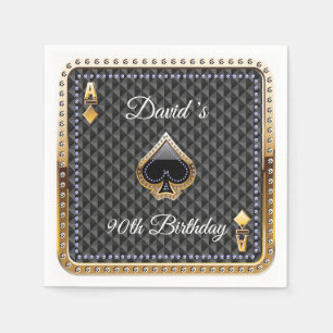 90th Poker Playing Card Casino Birthday Napkins