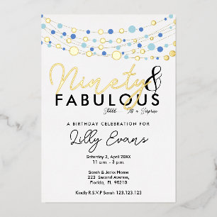90th surprise birthday party invitation elegant 