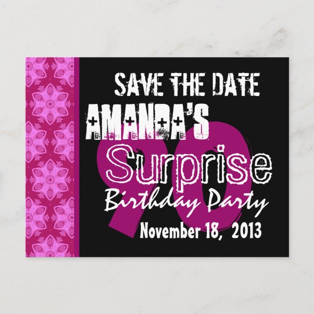 90th Surprise Birthday Party Pink Pattern Template (Front)