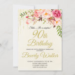 90th Surprise Birthday Women Birthday Invitation<br><div class="desc">Celebrate a special milestone birthday with this beautiful watercolor roses botanical birthday party invitation that features floral borders on each side of the elegantly placed text. Colours include pale blush pink, deep burgundy red and plum mixed with ethereal greenery and tiny white accent flowers. Personalize the text template with your...</div>