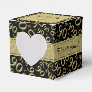 90th Thank You Birthday Black/Gold Number pattern Favor Box