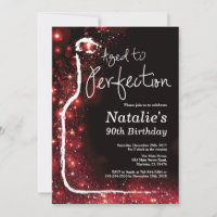 90th Wine Birthday Aged to Perfection Red Glitter