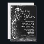 90th Wine Birthday Invitation. Aged to Perfection Invitation<br><div class="desc">90th Wine Birthday Invitation. Aged to Perfection. Red Wine. Wine Tasting Invitation. Black and Silver Glitter Champagne. 18th 20th 21st 30th 40th 50th 60th 70th 80th 90th 100th,  Any Ages. For further customization,  please click the "Customize it" button and use our design tool to modify this template.</div>