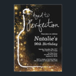 90th Wine Birthday Invitation. Aged to Perfection Invitation<br><div class="desc">90th Wine Birthday Invitation. Aged to Perfection. Red Wine. Wine Tasting Invitation. Black and Gold Glitter Champagne. 18th 20th 21st 30th 40th 50th 60th 70th 80th 90th 100th,  Any Ages. For further customization,  please click the "Customize it" button and use our design tool to modify this template.</div>