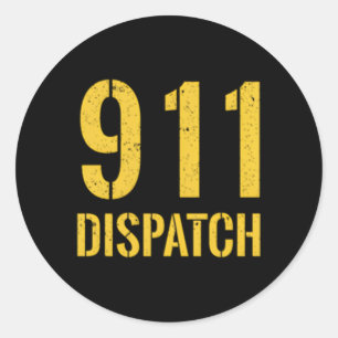 911 Ambulance Dispatcher Yellow Line Usa Flag Classic Round Sticker