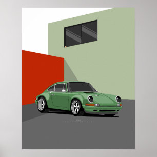 911 Classic Car Poster – Vintage Green Sports Car 