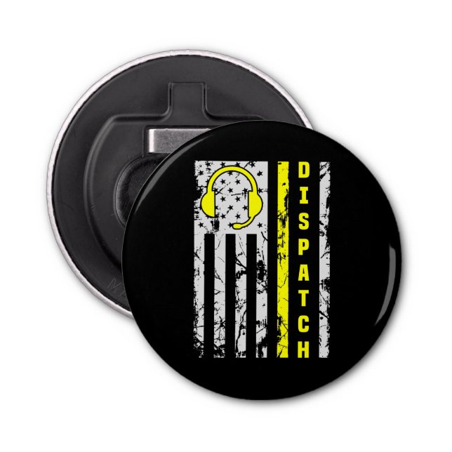 911 Dispatch Operator Thin Gold Line Dispatcher  Bottle Opener (Front)