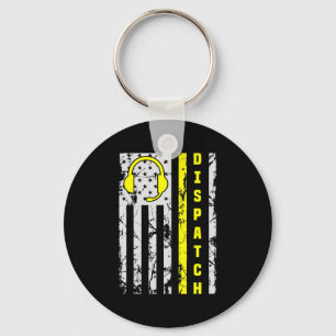 911 Dispatch Operator Thin Gold Line Dispatcher Keychain