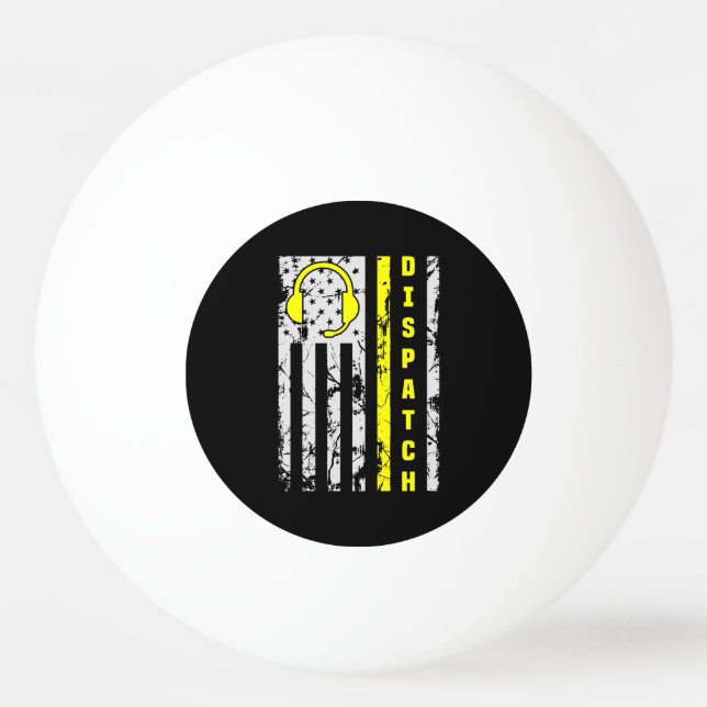 911 Dispatch Operator Thin Gold Line Dispatcher  Ping Pong Ball (Front)