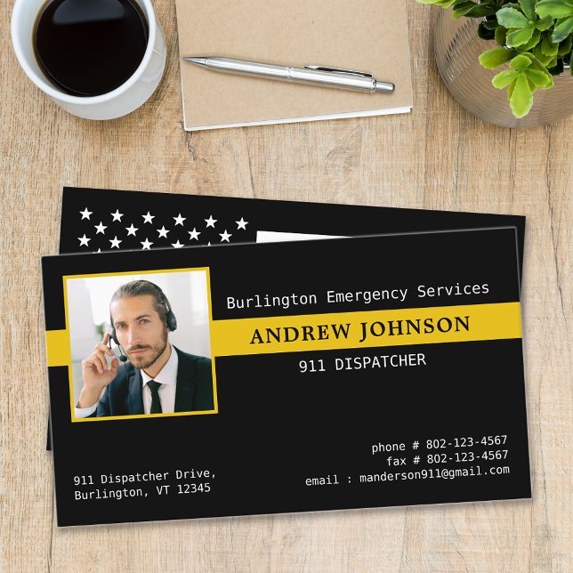911 Dispatcher Custom Photo Emergency Services Business Card (Creator Uploaded)
