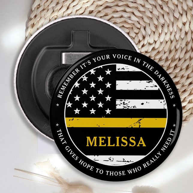 911 Dispatcher Personalized Thin Gold Line Bottle Opener (Creator Uploaded)