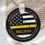 911 Dispatcher Personalized Thin Gold Line Keychain<br><div class="desc">The Golden Glue That Holds It All Together. Personalized Thin Gold Line Keychain for 911 dispatchers and police dispatchers. Personalize this dispatcher keychain with name. This personalized dispatcher gift is perfect for police dispatcher appreciation, 911 dispatcher thank you gifts, and dispatcher retirement gifts or party favours. Order these dispatchers gifts...</div>
