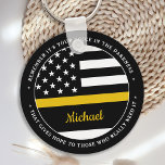 911 Dispatcher Personalized Thin Gold Line Keychain<br><div class="desc">Personalized Thin Gold Line Keychain for 911 dispatchers and police dispatchers. Personalize this dispatcher keychain with name. This personalized dispatcher gift is perfect for police dispatcher appreciation, 911 dispatcher thank you gifts, and dispatcher retirement gifts or party favors. Order these dispatchers gifts bulk for the police department or fire station....</div>