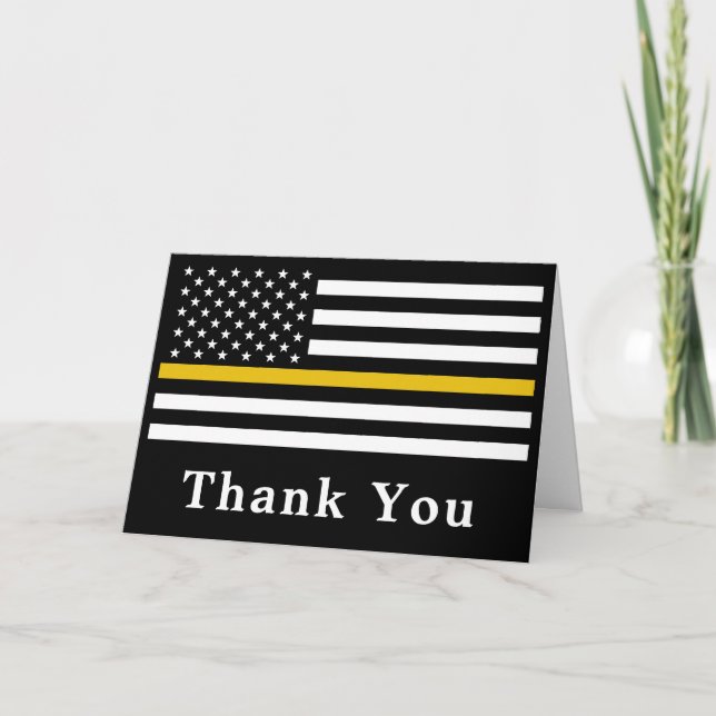 911 Dispatcher Personalized Thin Gold Line  Thank You Card (Front)