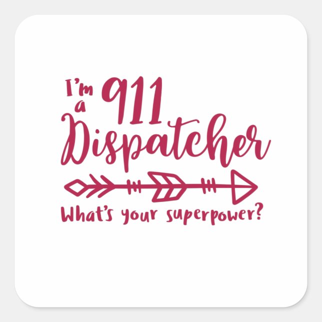 911 dispatcher, responder, police, thin blue line square sticker (Front)
