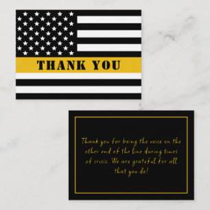 911 Dispatcher Thin Gold Line Flag Appreciation Card
