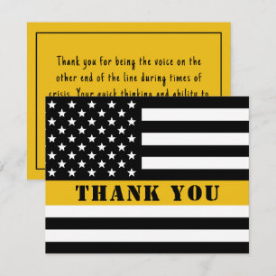911 Dispatcher Thin Gold Line Flag Appreciation Thank You Card
