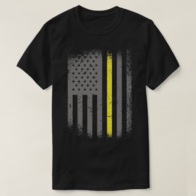 911 Dispatcher Thin Gold Line US Flag Emergency Di T-Shirt (Design Front)