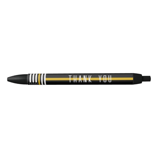 911 Dispatcher USA Flag Thin Gold Line Black Ink Pen (Front)