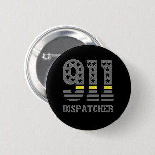 911 Dispatcher USA Flag Thin Yellow Line Emergency 2 Inch Round Button