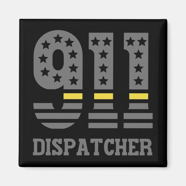 911 Dispatcher USA Flag Thin Yellow Line Emergency Magnet (Front)