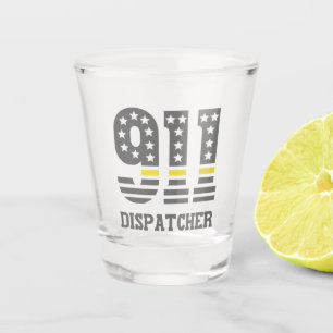 911 Dispatcher USA Flag Thin Yellow Line Emergency Shot Glass