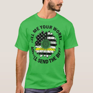 911 Dispatcher Week Sunflower American Flag Thin G T-Shirt