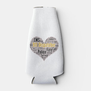 911 Dispatcher Word Cloud Bottle Cooler